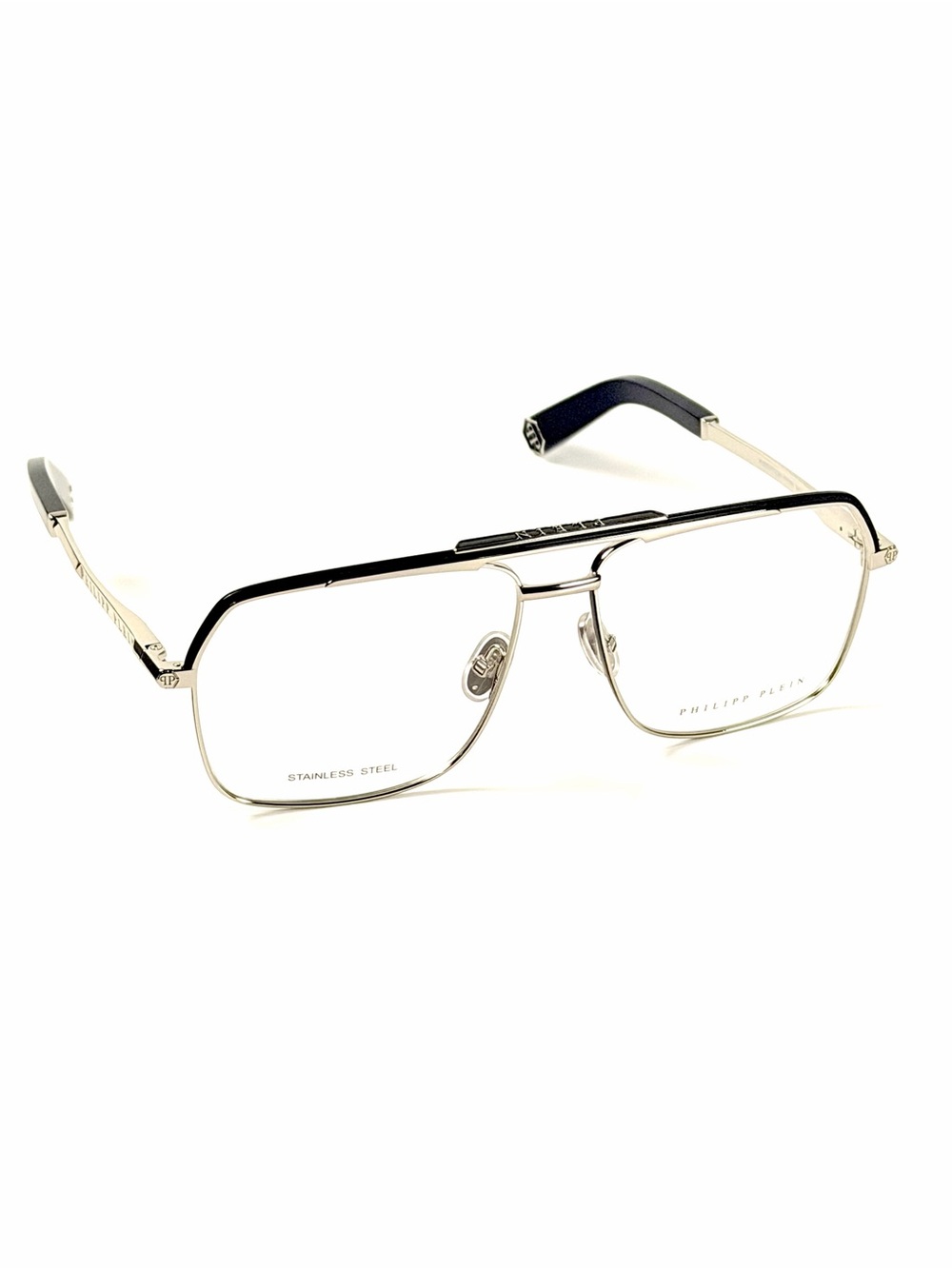 Philipp Plein VPP085 COL. 0578 Silver Black New Authentic 58mm Eyeglasses - Picture 5 of 8